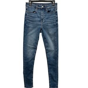 American Eagle Super High-Rise Jegging Med Wash Blue Denim Jeans Women Size 8L